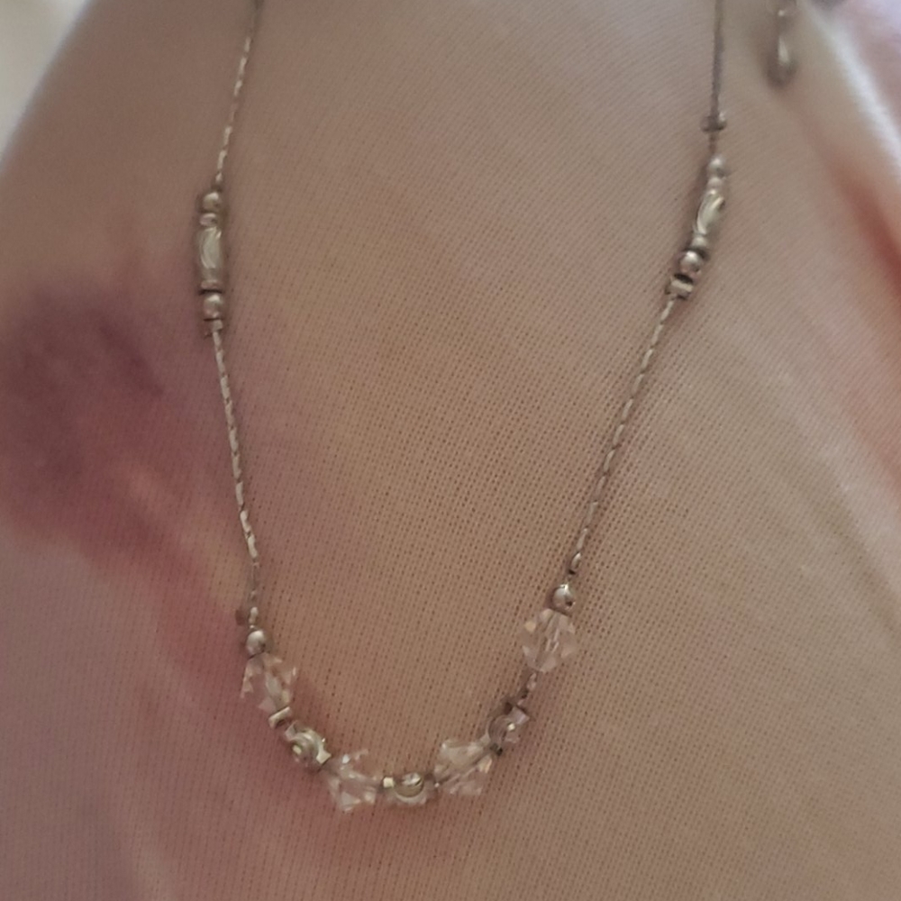 Silver and Clear beaded necklace